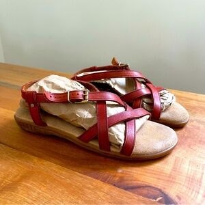 Vintage 80s G.H. Bass Sunjuns Brown Leather Sandals Strappy Flats Retro Boho  7